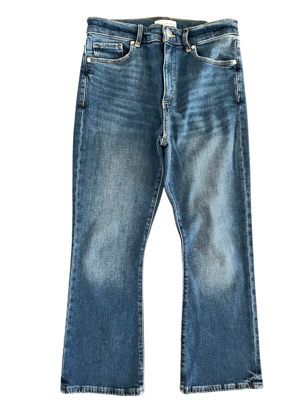 LOFT Bundle of 2 High Rise Kick Crop Denim Jeans Sz 28 - Picture 9 of 14